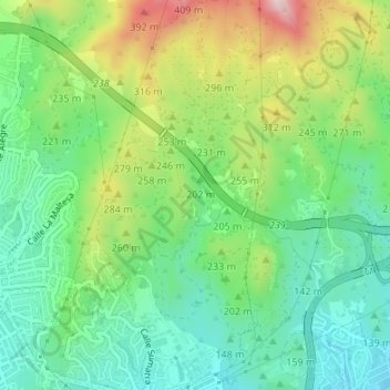Mapa topográfico Encina de la Zorra, altitud, relieve