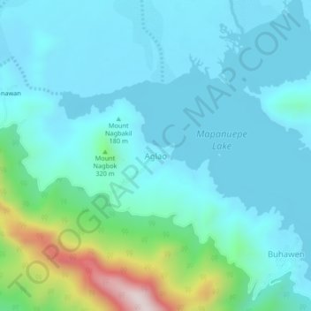 Mapa topográfico Aglao, altitud, relieve