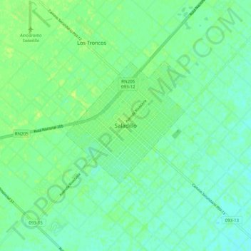 Mapa topográfico Saladillo, altitud, relieve