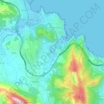 Mapa topográfico Mioño, altitud, relieve