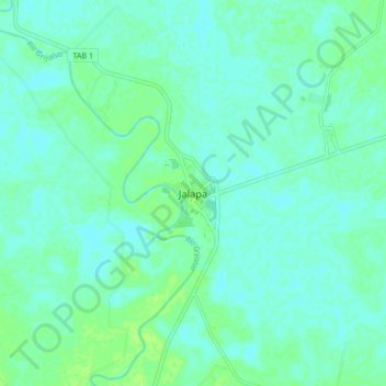Mapa topográfico Jalapa, altitud, relieve