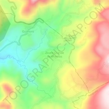 Mapa topográfico Zicata Grande de Morelos, altitud, relieve