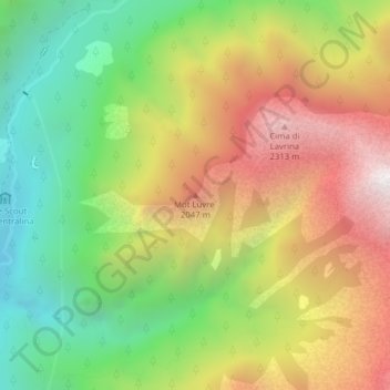 Mapa topográfico Mot Luvre`, altitud, relieve