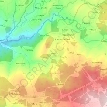 Mapa topográfico Cendá, altitud, relieve