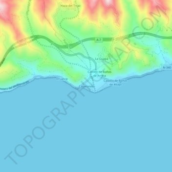 Mapa topográfico Casarones, altitud, relieve