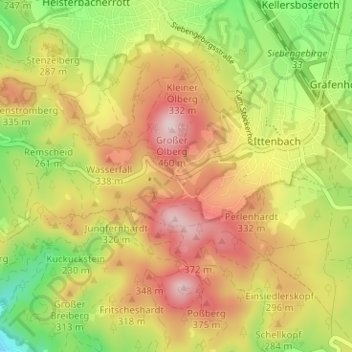 Mapa topográfico Margarethenhöhe, altitud, relieve