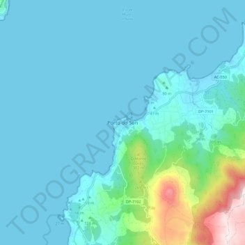 Mapa topográfico Porto do Son, altitud, relieve