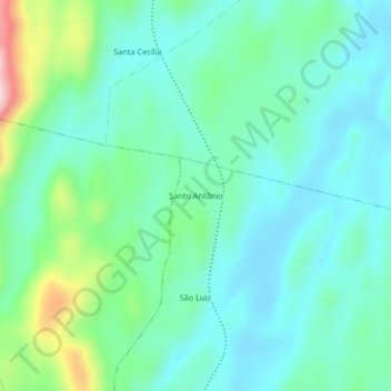 Mapa topográfico Santo Antônio, altitud, relieve