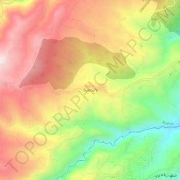 Mapa topográfico Sunsun, altitud, relieve