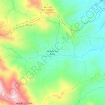Mapa topográfico Vereda San Juan, altitud, relieve
