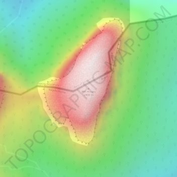 Mapa topográfico Monte Uei-Assipú, altitud, relieve