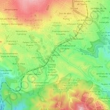 Mapa topográfico Caminos, altitud, relieve