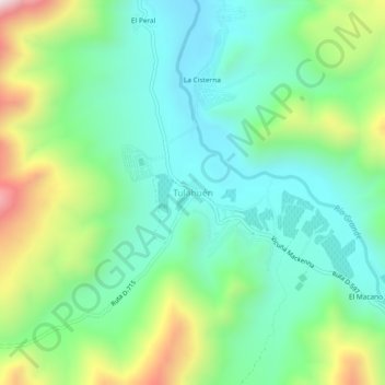 Mapa topográfico Tulahuén, altitud, relieve