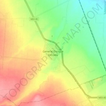 Mapa topográfico General Enrique Estrada, altitud, relieve