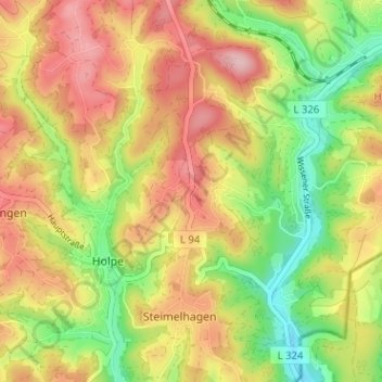 Mapa topográfico Appenhagen, altitud, relieve