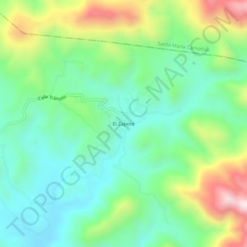 Mapa topográfico El Zapote, altitud, relieve