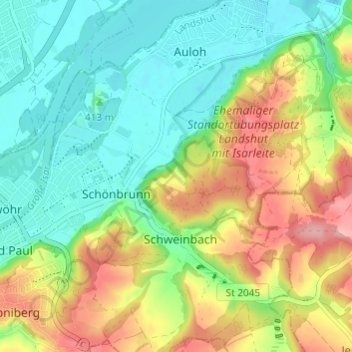 Mapa topográfico Kranzed, altitud, relieve