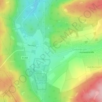 Mapa topográfico Eichenweg, altitud, relieve