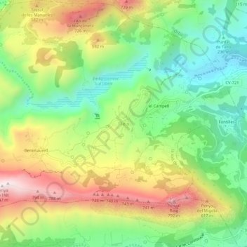 Mapa topográfico Fleix, altitud, relieve