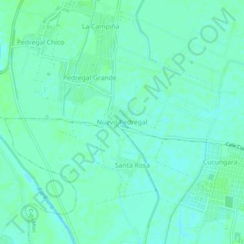 Mapa topográfico Nuevo Pedregal, altitud, relieve