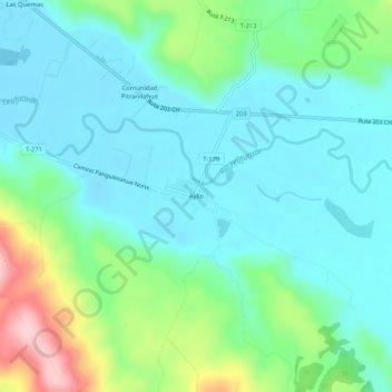 Mapa topográfico Aylín, altitud, relieve