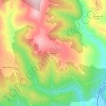 Mapa topográfico Salcedo, altitud, relieve