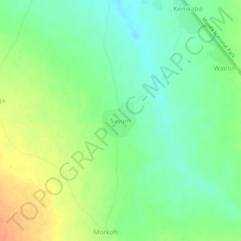 Mapa topográfico Sayam, altitud, relieve