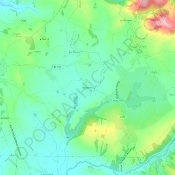 Mapa topográfico Bezanes, altitud, relieve