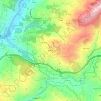 Mapa topográfico Moure, altitud, relieve