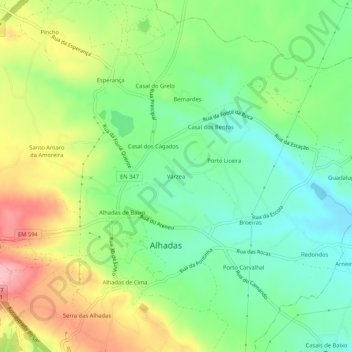 Mapa topográfico Várzea, altitud, relieve
