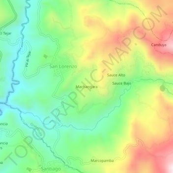 Mapa topográfico Machangara, altitud, relieve