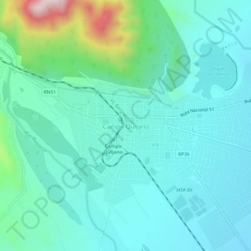 Mapa topográfico Campo Quijano, altitud, relieve
