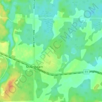 Mapa topográfico Moonbeam, altitud, relieve