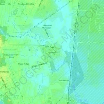 Mapa topográfico Longleaf, altitud, relieve