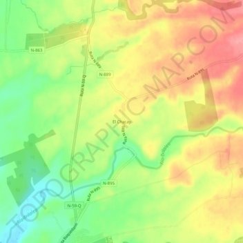 Mapa topográfico El Chacay, altitud, relieve