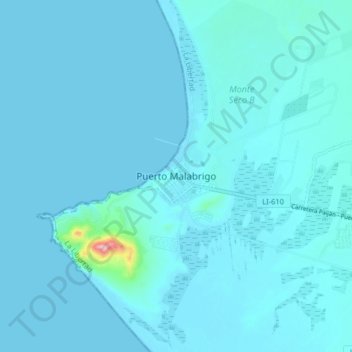 Mapa topográfico Puerto Malabrigo, altitud, relieve