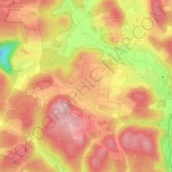 Mapa topográfico Ohnastetten, altitud, relieve