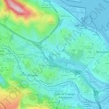 Mapa topográfico Balparda, altitud, relieve