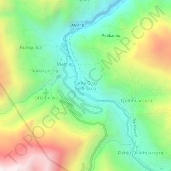 Mapa topográfico Santa Cruz de Mosna, altitud, relieve