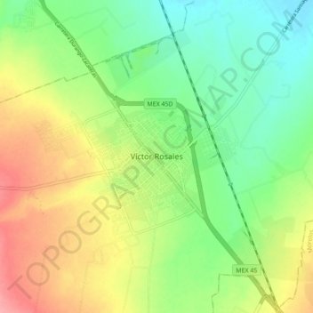 Mapa topográfico Víctor Rosales, altitud, relieve