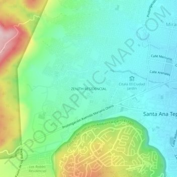 Mapa topográfico ZENITH RESIDENCIAL, altitud, relieve