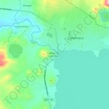 Mapa topográfico Colonia Cerro Canseco, altitud, relieve