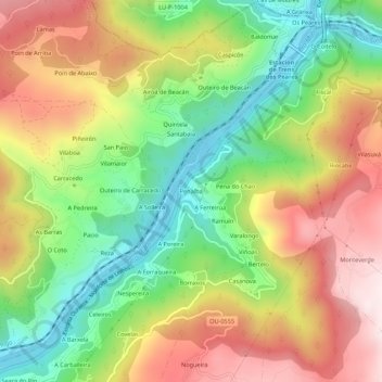 Mapa topográfico Penalba, altitud, relieve