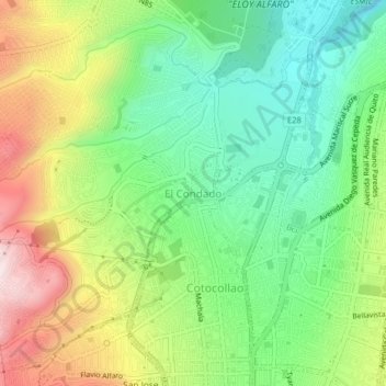 Mapa topográfico El Condado, altitud, relieve