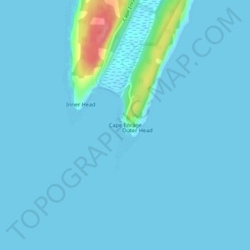 Mapa topográfico Cape Enrage, altitud, relieve