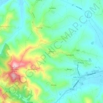 Mapa topográfico Rosingo, altitud, relieve
