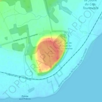 Mapa topográfico Le Petit Cap, altitud, relieve