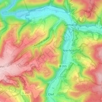 Mapa topográfico Hohenfried, altitud, relieve
