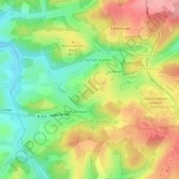 Mapa topográfico Im Hölken, altitud, relieve