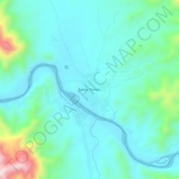 Mapa topográfico Santo Tomás, altitud, relieve